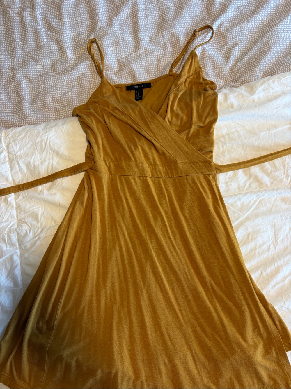 Forever 21 Mustard Wrap Spaghetti-Strap Coverup